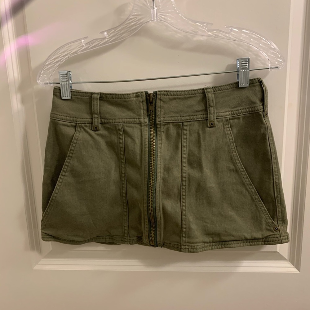 Free people army green mini skirt